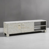 Bone Inlay Chevron Zigzag Design Media Unit | Entertainment Unit